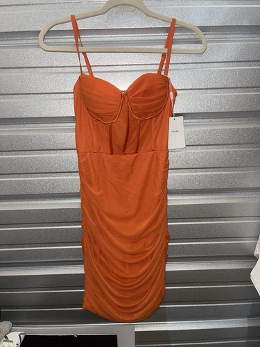 Linlan Women's Orange sexy Bustier mesh Bodycon Dress Large party prom (HOME68)s