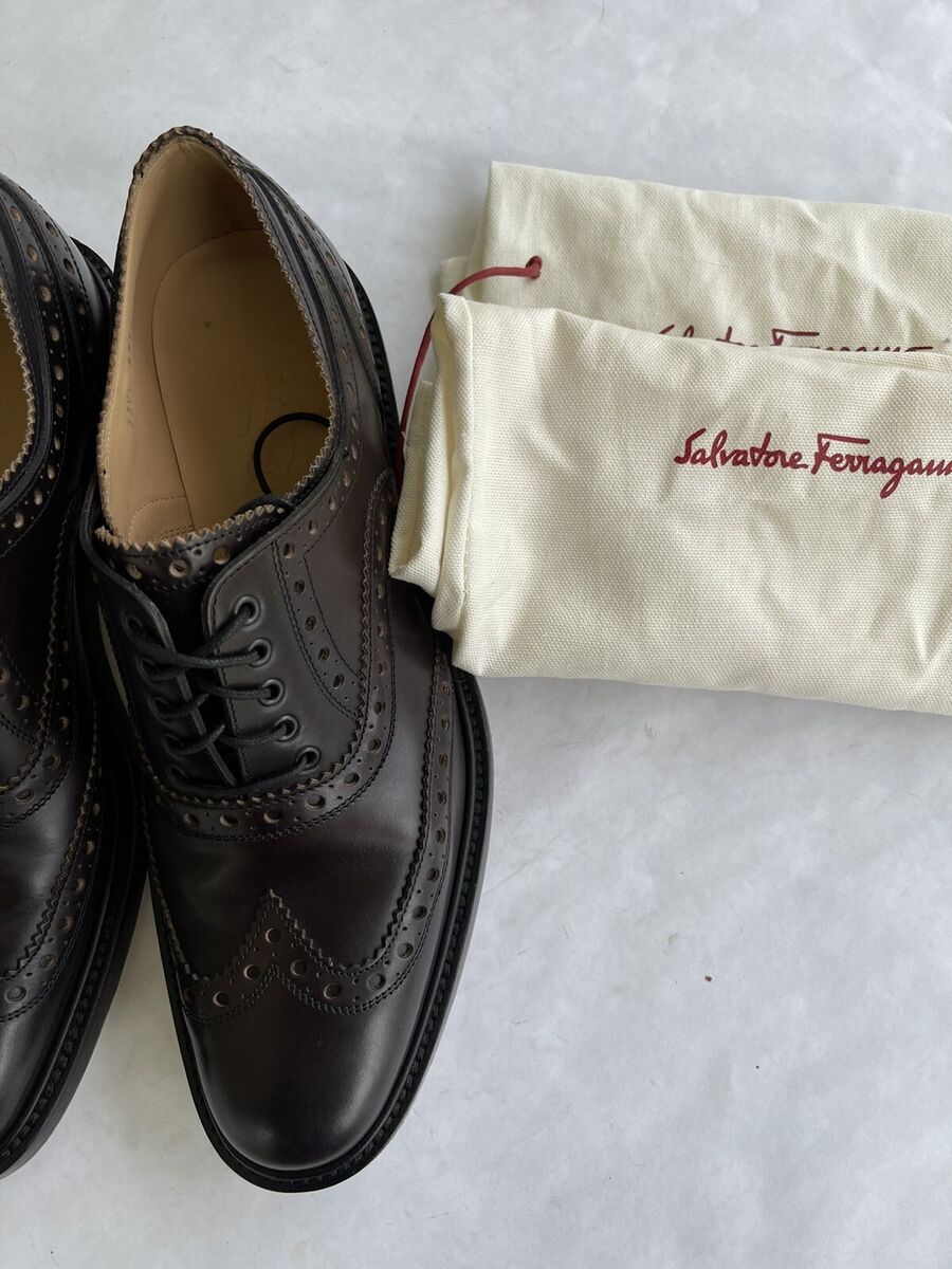 Salvatore Ferragamo Tramezza Men's Brown Leather Wingtip Salvatore Ferragamo Tramezza Men's Brown Leather Wingtip