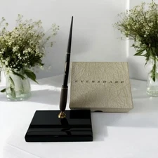 Vintage Eversharp Skyline Desk Pen Set. 1940s. 14k Gold Nib. Deco Home Decor