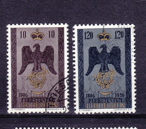 Liechtenstein 1956, Mi 346, 347, gest., 150 Jahre F.L.