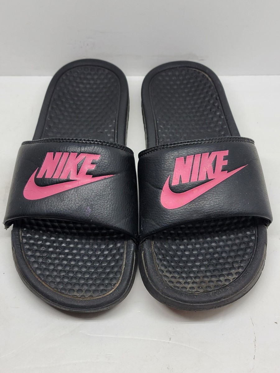 Nike Benassi JDI Slides Sandals 343881-061 Black/Vivid Pink Womens Size