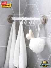 1pc Wall-Mounted 6-Row Adhesive Hook Invisible Coat Rack for Bathroom & Kitchen