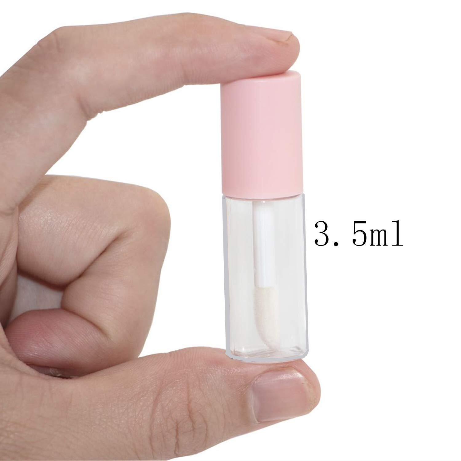 20 PCS 3.5ml Pink Clear Mini Lip Gloss Tubes with Wand Funnel Stoppers