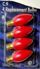Vintage 4 Decorative Red Light Bulbs C.9 120 Volts 7 Watts Original Package