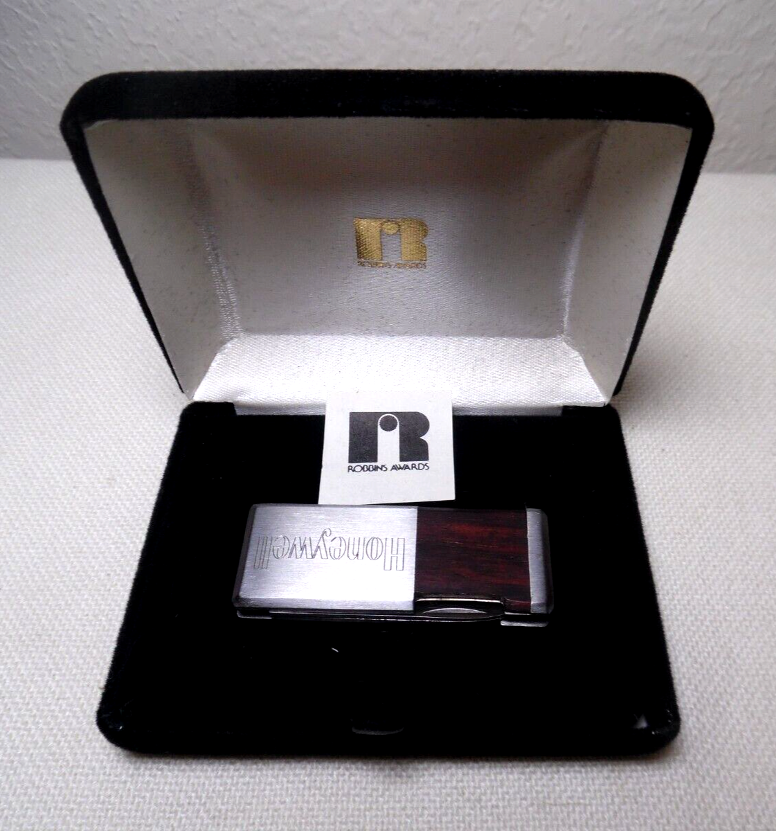 HONEYWELL MONEY CLIP/POCKET KNIFESCISSOR/FILE SET NEW IN BOX ROBINS AWARDS-image