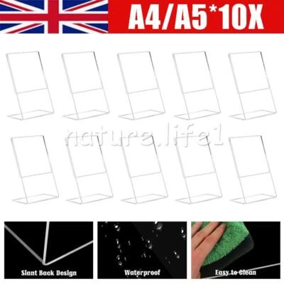 INFINITEWORLD17 10X New A4 A5 Acrylic Counter Poster Holder Perspex Leaflet Display Stand UK