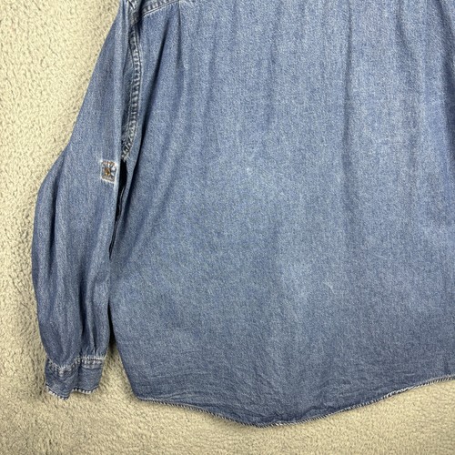 Vintage L.L. Bean Shirt Men's Large / L-Reg Blue Denim Long Sleeve Work Wear - Picture 16 of 17
