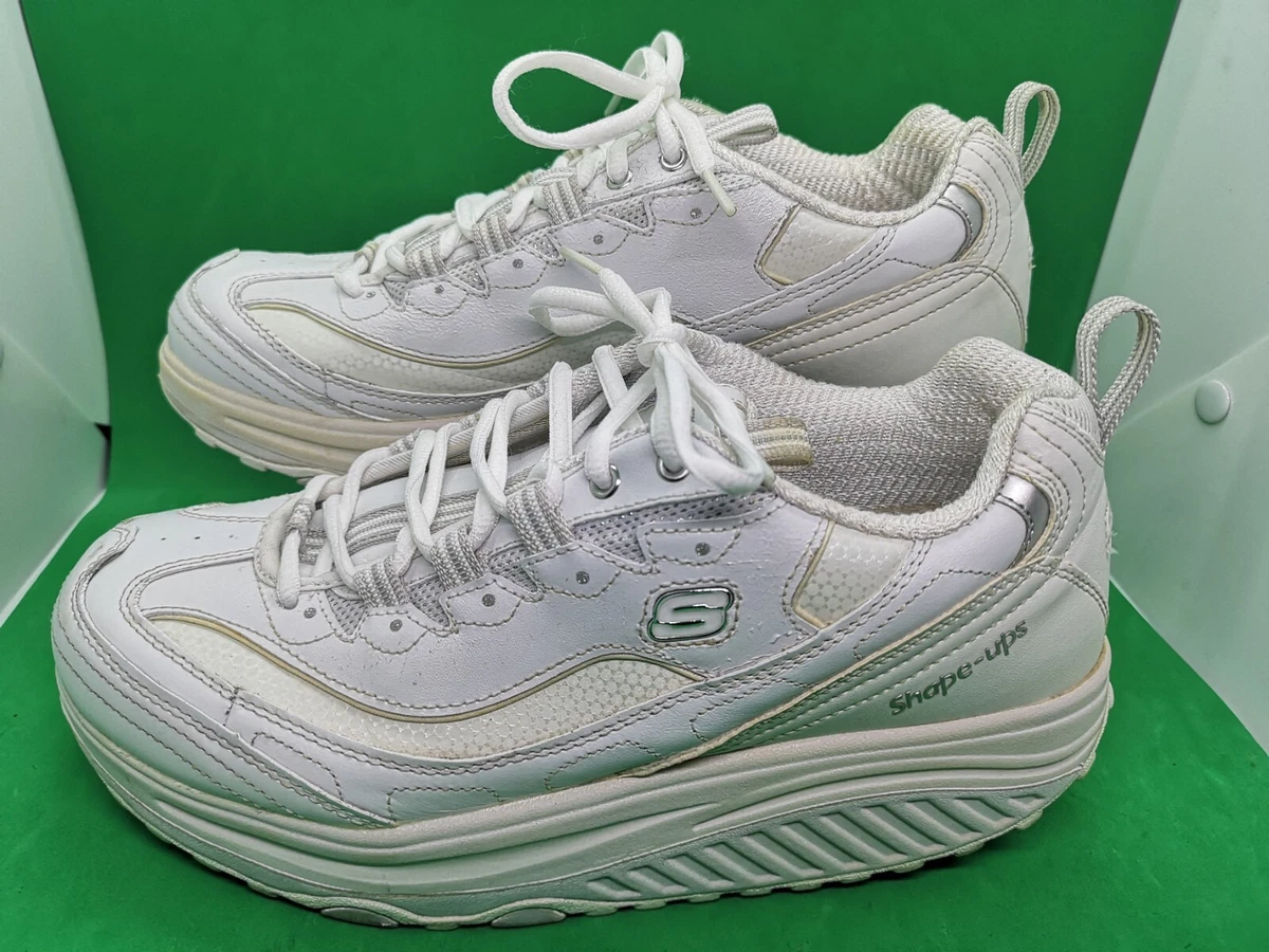 Skechers Shape Ups 11800 Toning Walking Sneakers Women's Size 9 White  Silver