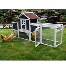 80'' Mobile Chicken Coop w/2 Wheels Nest Box,Wooden Hen House for 2-4 Chickens