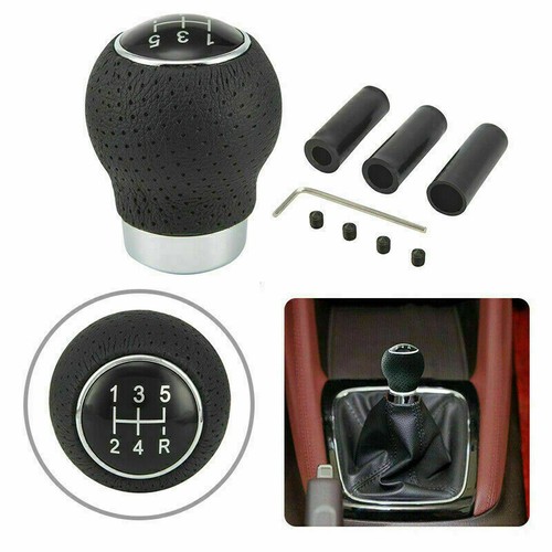5 Speed Car PU Leather Manual Gear Shift Knob Shifter Lever Black