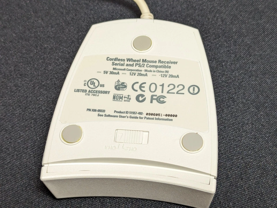 VTG Microsoft Cordless Wheel Mouse Wireless NEW X05-43135XB Serial Port PS/2 - Image 3 of 4