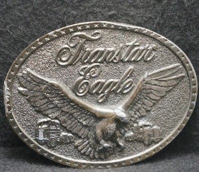 XD09102 VINTAGE 1970s **TRANSTAR EAGLE** TRUCKING ADVERTISEMENT MENS BELT BUCKLE