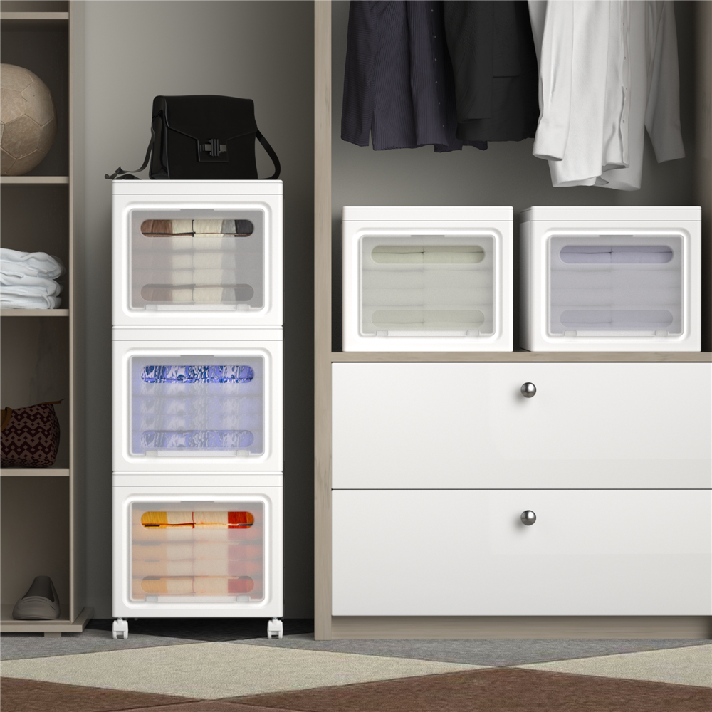 1-3 Sets of 3 Drawers Stackable Storage Bins Foldable Organizer Box Container US