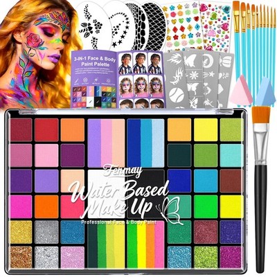 Face Painting Kit for Kids - 42 Colors, Non-Toxic and Hypoallergenic, Stencil...
