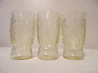 3 Vintage Federal Madrid Amber Depression Glass Juice Glasses 3 3/4"