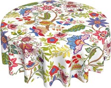 Spring Summer Outdoor Tablecloth 60 Inch Round Floral Table 60" Round Flowers