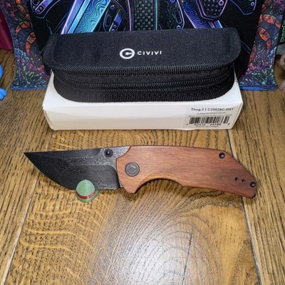 Civivi Thug 2 Folder Damascus Blade. Cuibourtia Handle. Thumb Stud. Liner Lock.