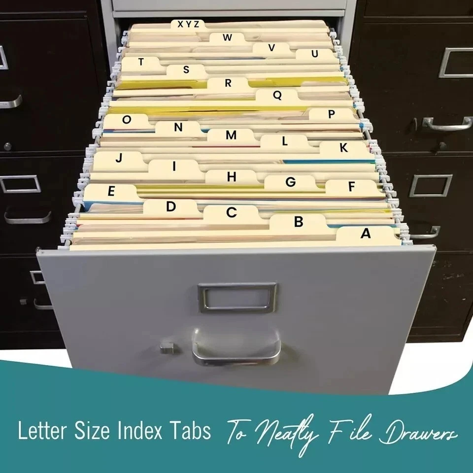 25 Alphabet Dividers Letter Size File Dividers Heavyweight Manila Guides A-Z New - Image 4 of 4