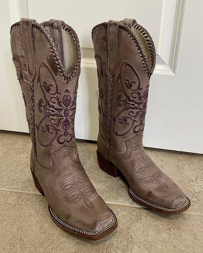 Womens Rustic Purple/Lavender Leather J.B DILLON JBR6087 B Western Cowgirl Boots