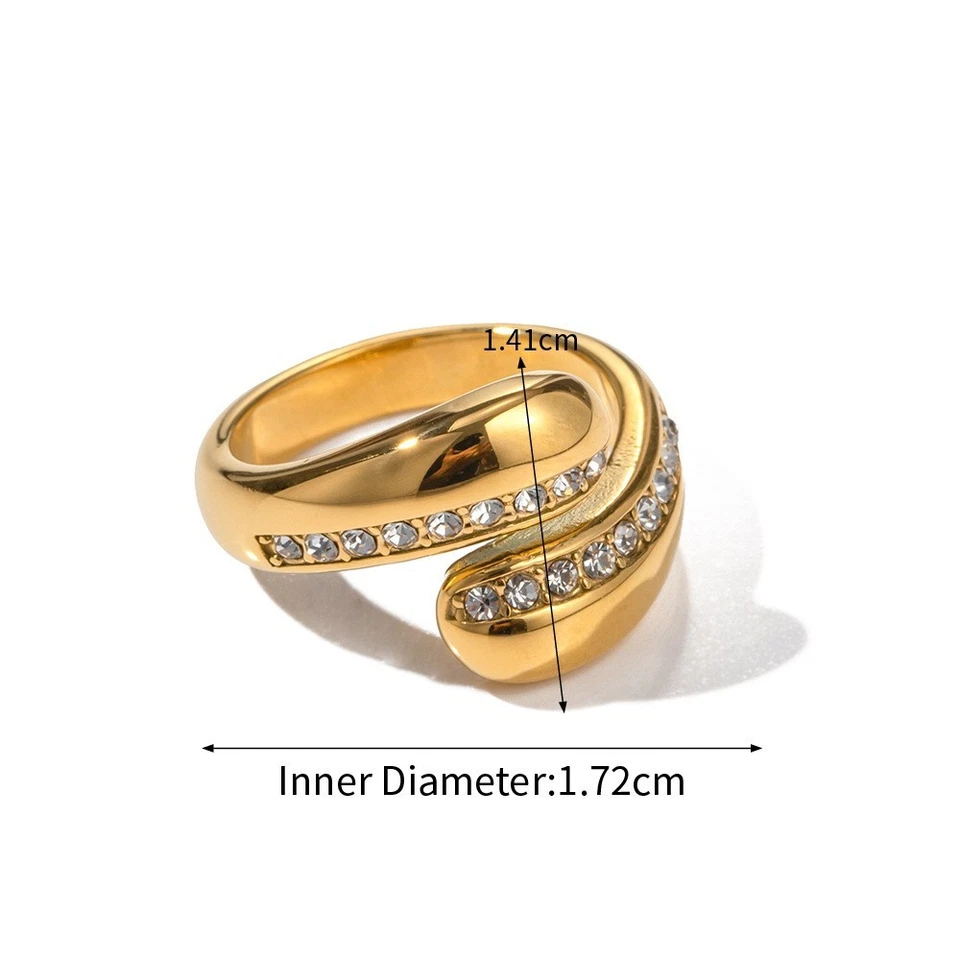 Anello Donna Acciaio Inox Regolabile con Zirconi – Elegante Oro o Argento - Immagine 4 di 4