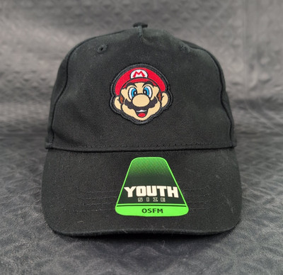 Super Mario Brothers Hat Cap Snapback Nintendo Black Boys Kids Youth OSFM