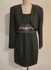 Night Studio New York Black 2 Piece Jacket & Dress Size 8