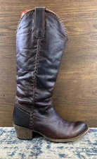 Lane Plain Jane Cowgirl Boot Round Toe LB0350 Womens Sz 9.5 Mexico Made Brown