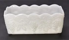 Vintage Anchor Hocking Fire King Milk Glass Planter Grape Leaf Pattern