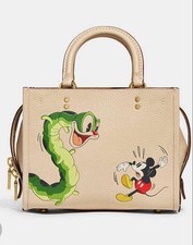 Authentic COACH Disney Mickey 3-Way Leather Handbag White 20cm x 25cm x 13.5cm