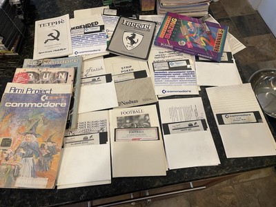 Large Lot Of Commodore Games Manuals Software Magazines Etc