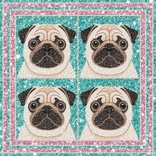 10PCS Pattern Floor Tiles Peel and Stick 12x12 Inch Pug Dog Cartoon Face