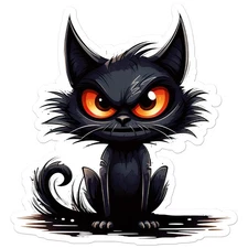 Angry Black Cat - Vinyl Decal Sticker - Car Window Laptop - ebn11006