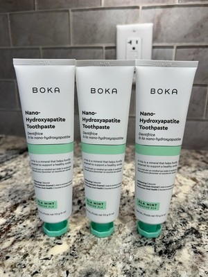 Boka Nano Hydroxyapatite Fluoride-Free Toothpaste Ela Mint 4 oz 3 PACK