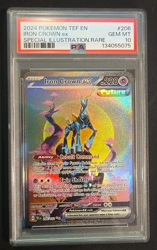 2024 POKEMON TEMPORAL FORCES #206 IRON CROWN EX SPECIAL ILLUSTRATION RARE PSA 10