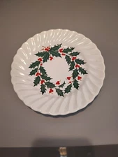 Christmas Holly Berry Swirl Rim Side Plates SCIO-Inspired 6.25” 