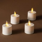 Set of 4 Luminara Moving Wick Flameless Tea Lights with Remote & Timer 1.4" X 2"