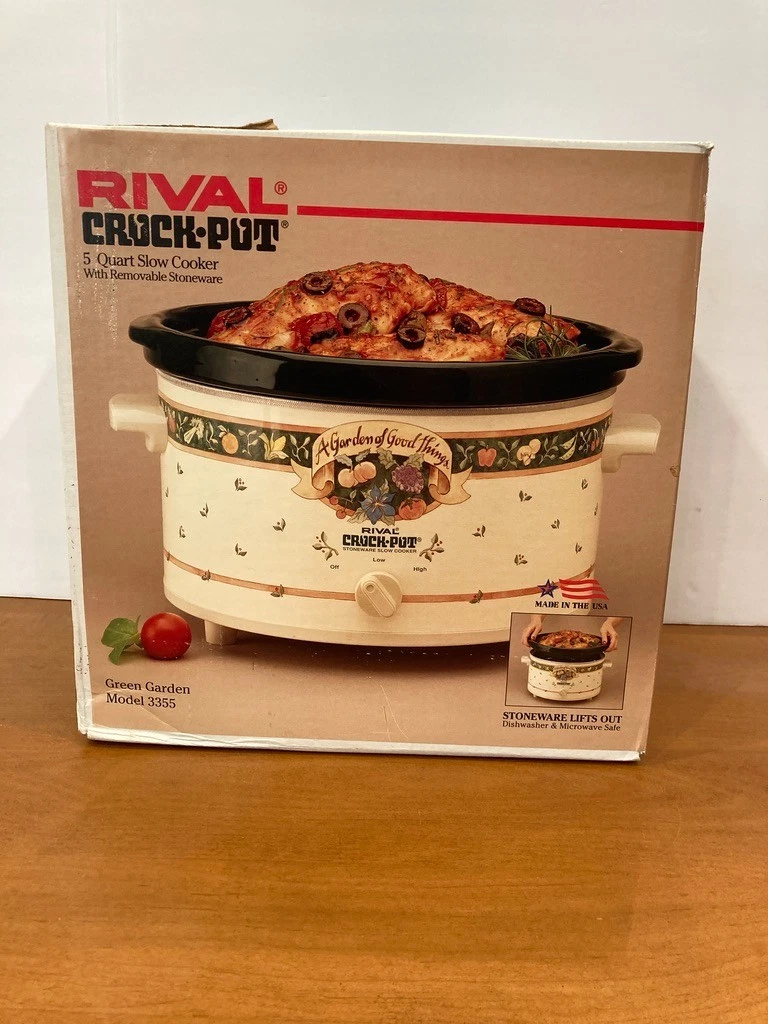 Vintage Rival Crock Pot 5 Quart Slow Cooker Green Garden Model 3355 NEW Open Box
Opens in a new wind