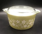 Vintage Pyrex Green Crazy Daisy 473 1 qt. Dish Spring Blossom 470C