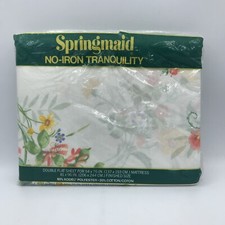 Vintage Double Flat Sheet Springmaid Tranquility Floral Fabric New Made In USA
