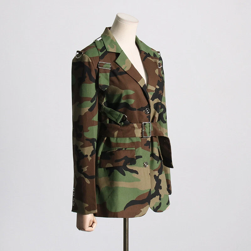 2024 Primavera Otoño Ropa de Calle Moda Camuflaje Calce Ajustado Blazer Abrigos Abrigos Foto 2 de 4