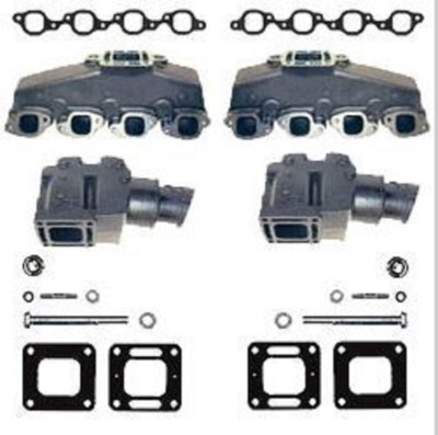 Mercruiser Chevy Marine 7.4 8.2 454 502 7.4L Exhaust Manifolds 4'' Risers Elbows
