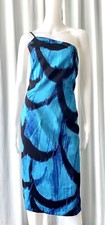 Versace Classic V2 Turquoise Black Abstract One Shoulder Strap Dress 46 US 10