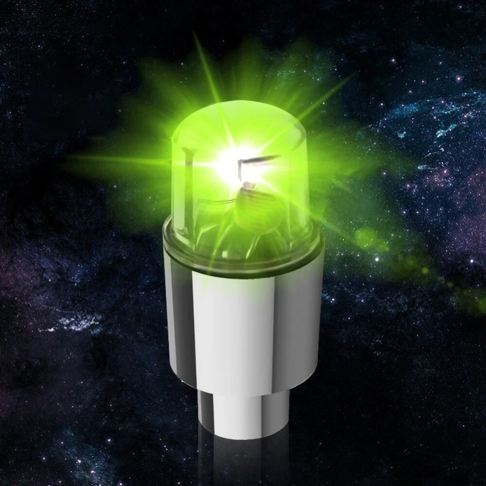 4Pcs Car Wheel Tire Tyre Air Valve Stem Cap Green LED Light Caps Accessories - Image 4 of 4