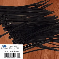 100 7" Cable Ties 180mm Long 4.8mm Wide BLACK 50lb Strong Industrial Wire Ziptie