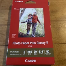 Canon PP-201 Photo Paper Plus Glossy II, 4x6 inch - 100 Sheets (open box)
