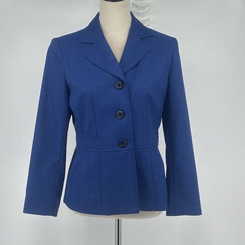 Le Suit Essentials Womens Size 16 Blazer Jacket Royal Blue Tweed New