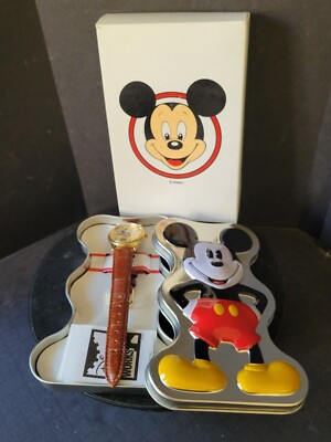 Disney Time Works Mickey Mouse Watch Mickey Shaped Collector Tin