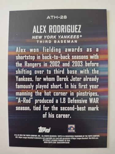 2024 Topps Series 2 Around the Horn Alex Rodriguez #ATH-28 New York Yankees 3B - Picture 2 of 2