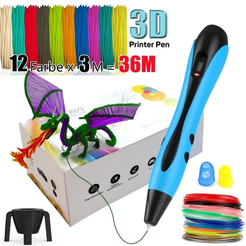 3D Stifte Set 3D Druck Stift mit 12Farben 120ft PLA-Filament 3D Pen DIY Kinder