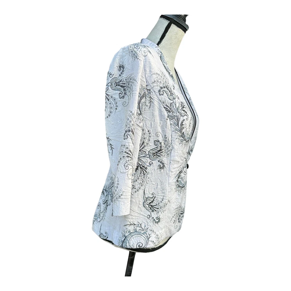 Chaqueta de Noche Alex Evenings Negra Transparente Floral Bordada Talla PL Negra Plateada Foto 4 de 4